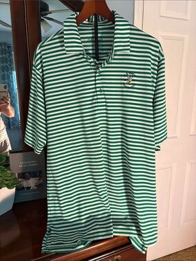 Bobby Jones Green & White Striped Polo Shirt